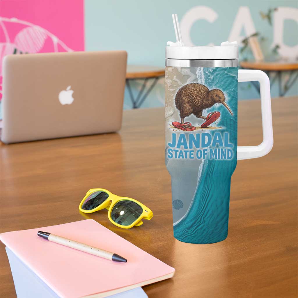 Kiwi Jandal Beach Life Tumbler With Handle New Zealand Flip Flops Ocean Wave Surf Style