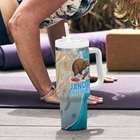 Kiwi Jandal Beach Life Tumbler With Handle New Zealand Flip Flops Ocean Wave Surf Style
