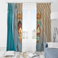 Kiwi Jandal Beach Life Window Curtain New Zealand Flip Flops Ocean Wave Surf Style