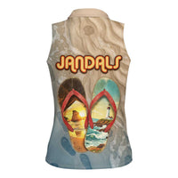 Kiwi Jandal Beach Life Women Sleeveless Polo Shirt New Zealand Flip Flops Ocean Wave Surf Style TS04 - Polynesian Pride