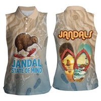 Kiwi Jandal Beach Life Women Sleeveless Polo Shirt New Zealand Flip Flops Ocean Wave Surf Style TS04 - Polynesian Pride