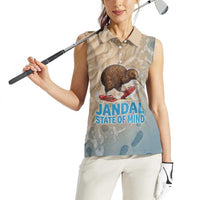 Kiwi Jandal Beach Life Women Sleeveless Polo Shirt New Zealand Flip Flops Ocean Wave Surf Style TS04 - Polynesian Pride