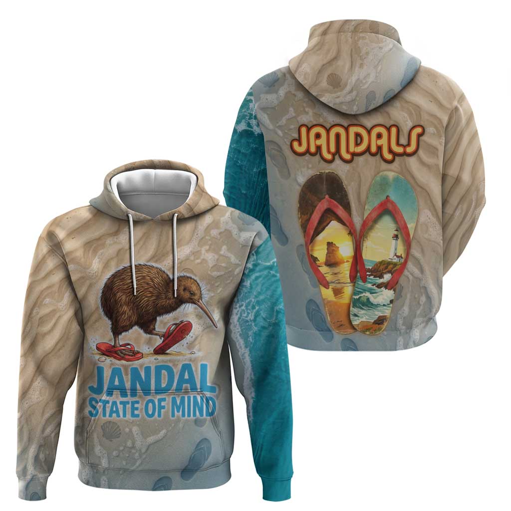 Kiwi Jandal Beach Life Zip Hoodie New Zealand Flip Flops Ocean Wave Surf Style