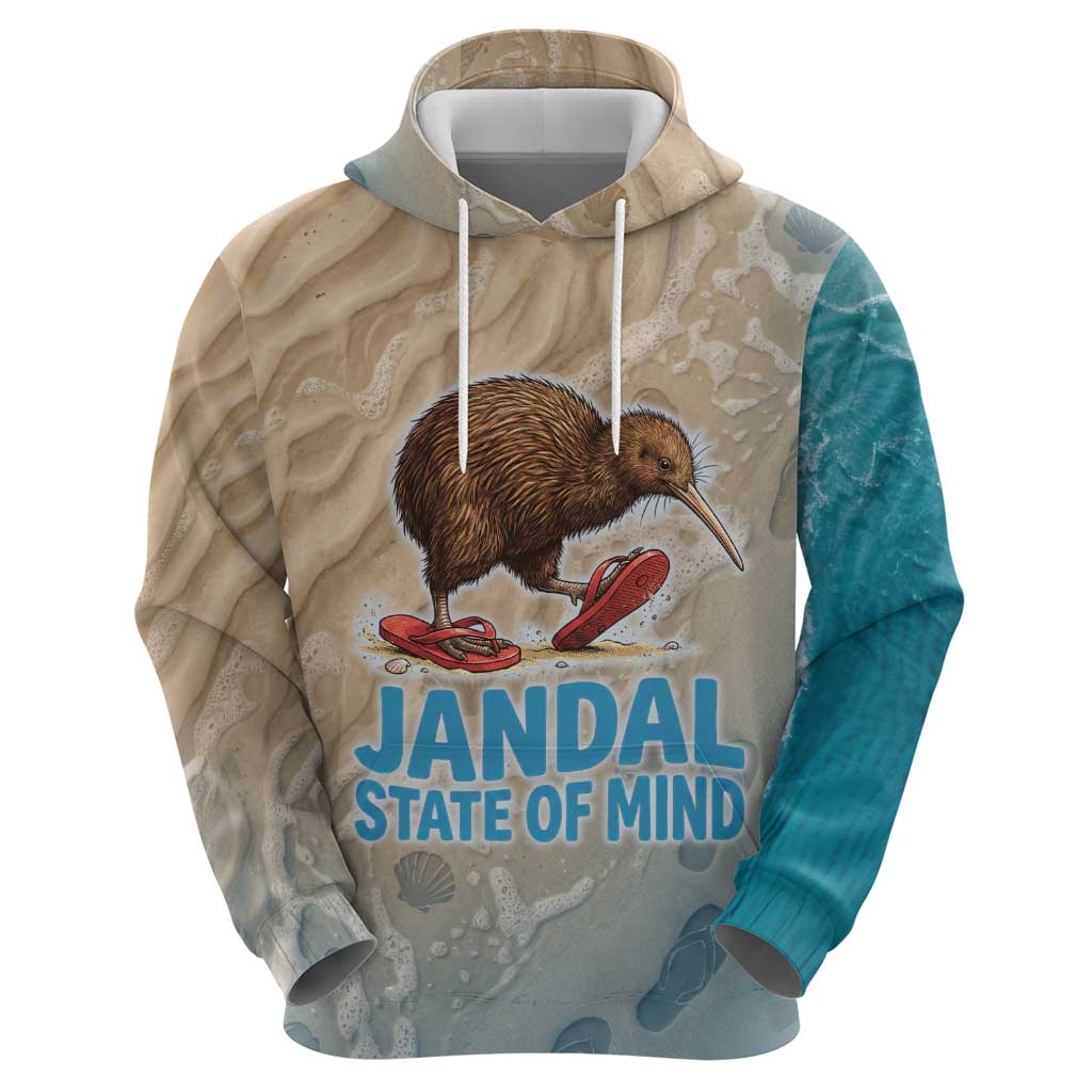 Kiwi Jandal Beach Life Zip Hoodie New Zealand Flip Flops Ocean Wave Surf Style
