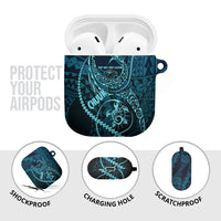Chuuk Deep Into Truk Lagoon AirPods Case Polynesian Tribal Pattern Wreck Diving Teal Ship Art