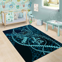 Chuuk Deep Into Truk Lagoon Area Rug Polynesian Tribal Pattern Wreck Diving Teal Ship Art