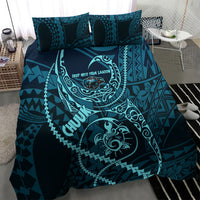 Chuuk Deep Into Truk Lagoon Bedding Set Polynesian Tribal Pattern Wreck Diving Teal Ship Art