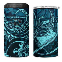 Chuuk Deep Into Truk Lagoon 4 in 1 Can Cooler Tumbler Polynesian Tribal Pattern Wreck Diving Teal Ship Art
