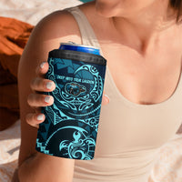 Chuuk Deep Into Truk Lagoon 4 in 1 Can Cooler Tumbler Polynesian Tribal Pattern Wreck Diving Teal Ship Art