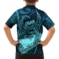 Chuuk Deep Into Truk Lagoon Family Matching Mermaid Dress and Hawaiian Shirt Polynesian Tribal Pattern Wreck Diving Teal Ship Art