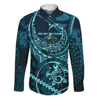 Chuuk Deep Into Truk Lagoon Family Matching Short Sleeve Bodycon Dress and Hawaiian Shirt Polynesian Tribal Pattern Wreck Diving Teal Ship Art
