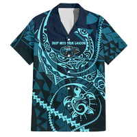 Chuuk Deep Into Truk Lagoon Family Matching Summer Maxi Dress and Hawaiian Shirt Polynesian Tribal Pattern Wreck Diving Teal Ship Art