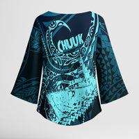 Chuuk Deep Into Truk Lagoon Kimono Sleeve Blouse Polynesian Tribal Pattern Wreck Diving Teal Ship Art TS04 - Polynesian Pride