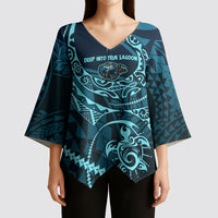 Chuuk Deep Into Truk Lagoon Kimono Sleeve Blouse Polynesian Tribal Pattern Wreck Diving Teal Ship Art TS04 - Polynesian Pride