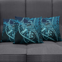 Chuuk Deep Into Truk Lagoon Pillow Cover Polynesian Tribal Pattern Wreck Diving Teal Ship Art
