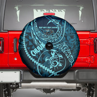 Chuuk Deep Into Truk Lagoon Spare Tire Cover Polynesian Tribal Pattern Wreck Diving Teal Ship Art