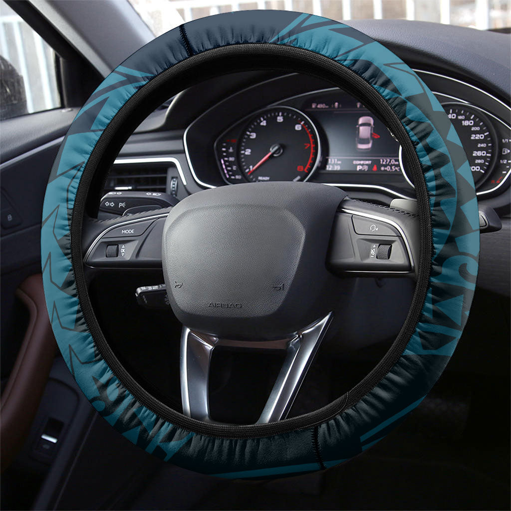 Chuuk Deep Into Truk Lagoon Steering Wheel Cover Polynesian Tribal Pattern Wreck Diving Teal Ship Art TS04 - Polynesian Pride