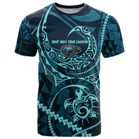 Chuuk Deep Into Truk Lagoon T Shirt Polynesian Tribal Pattern Wreck Diving Teal Ship Art