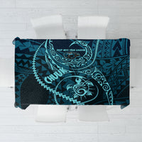 Chuuk Deep Into Truk Lagoon Tablecloth Polynesian Tribal Pattern Wreck Diving Teal Ship Art