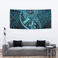 Chuuk Deep Into Truk Lagoon Tapestry Polynesian Tribal Pattern Wreck Diving Teal Ship Art