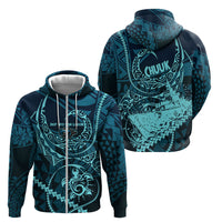 Chuuk Deep Into Truk Lagoon Zip Hoodie Polynesian Tribal Pattern Wreck Diving Teal Ship Art TS04 - Polynesian Pride