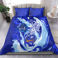 Chuuk Micronesian Roots Bedding Set Polynesian Tribal Pattern Hibiscus Flower And Stingray Art