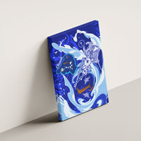 Chuuk Micronesian Roots Canvas Wall Art Polynesian Tribal Pattern Hibiscus Flower And Stingray Art