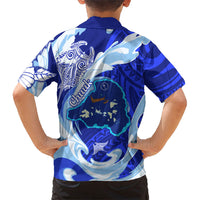 Chuuk Micronesian Roots Family Matching Off Shoulder Maxi Dress and Hawaiian Shirt Polynesian Tribal Pattern Hibiscus Flower And Stingray Art