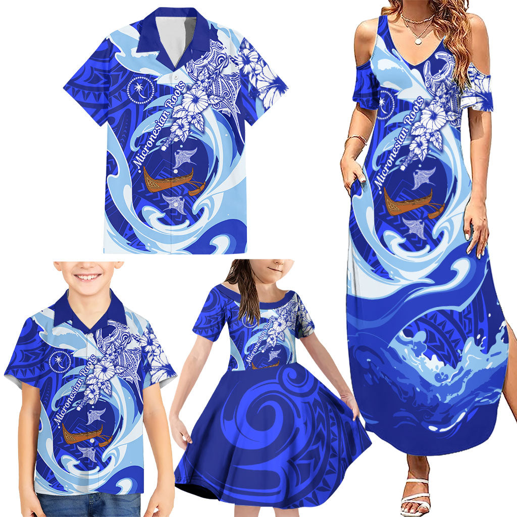 Chuuk Micronesian Roots Family Matching Summer Maxi Dress and Hawaiian Shirt Polynesian Tribal Pattern Hibiscus Flower And Stingray Art TS04 - Polynesian Pride