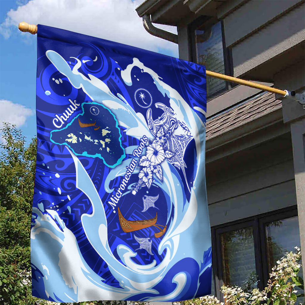 Chuuk Micronesian Roots Garden Flag Polynesian Tribal Pattern Hibiscus Flower And Stingray Art TS04 - Polynesian Pride