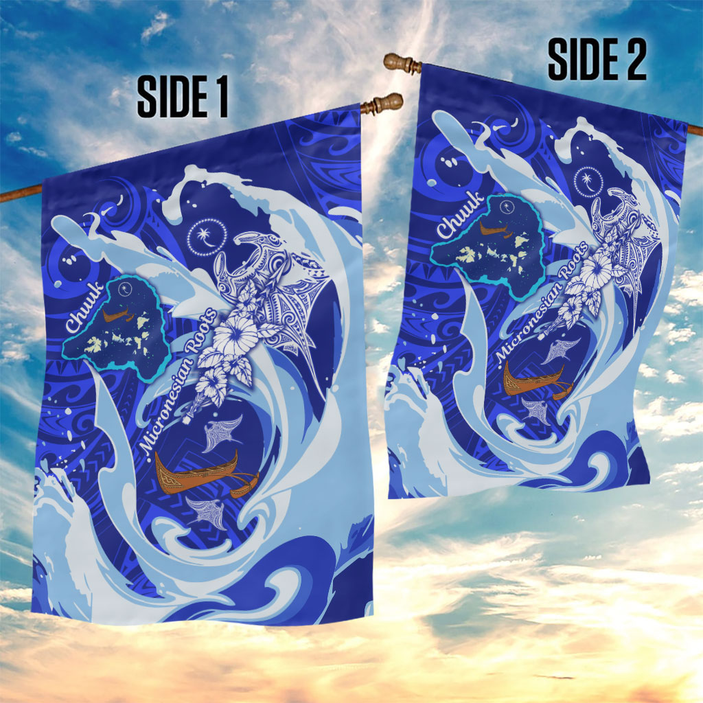 Chuuk Micronesian Roots Garden Flag Polynesian Tribal Pattern Hibiscus Flower And Stingray Art TS04 - Polynesian Pride