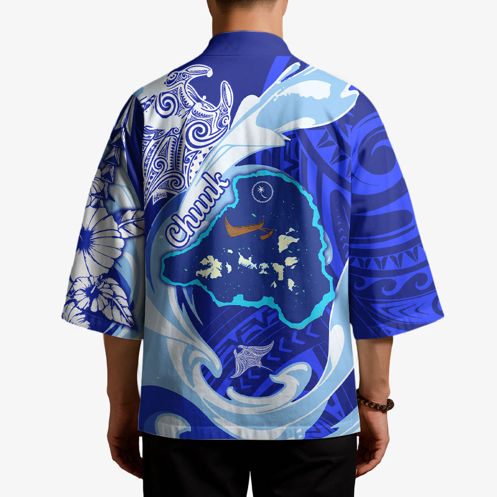 Chuuk Micronesian Roots Kimono Polynesian Tribal Pattern Hibiscus Flower And Stingray Art