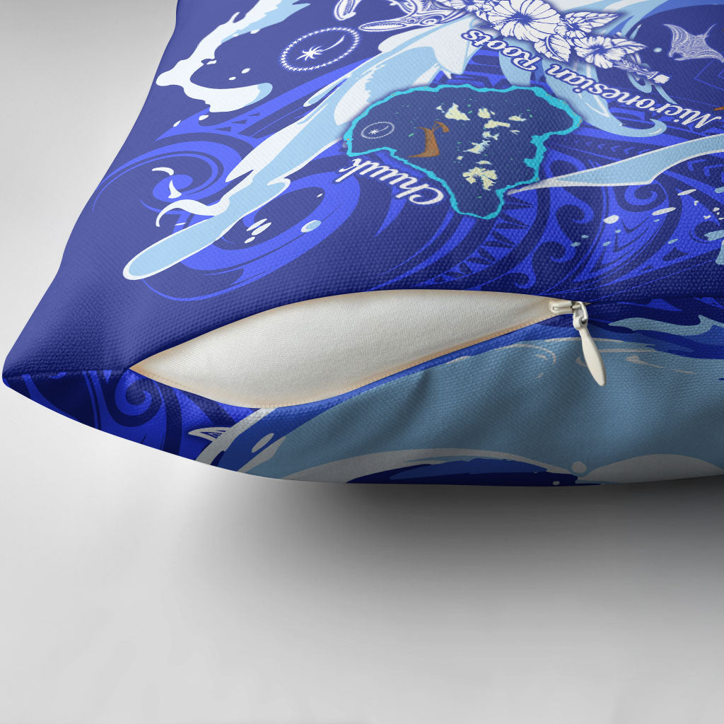 Chuuk Micronesian Roots Pillow Cover Polynesian Tribal Pattern Hibiscus Flower And Stingray Art