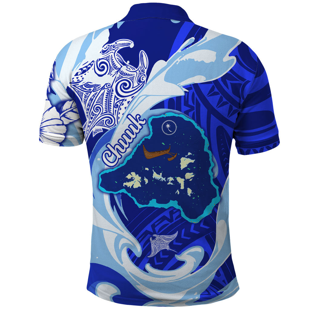 Chuuk Micronesian Roots Polo Shirt Polynesian Tribal Pattern Hibiscus Flower And Stingray Art