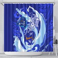 Chuuk Micronesian Roots Shower Curtain Polynesian Tribal Pattern Hibiscus Flower And Stingray Art TS04 - Polynesian Pride