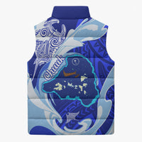 Chuuk Micronesian Roots Sleeveless Puffer Jacket Polynesian Tribal Pattern Hibiscus Flower And Stingray Art TS04 - Polynesian Pride