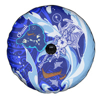 Chuuk Micronesian Roots Spare Tire Cover Polynesian Tribal Pattern Hibiscus Flower And Stingray Art