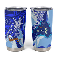 Chuuk Micronesian Roots Tumbler Cup Polynesian Tribal Pattern Hibiscus Flower And Stingray Art