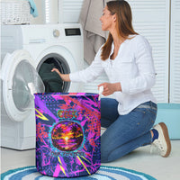 Chuuk Tropical Sunset Coordinates Laundry Basket Neon Graffiti Polynesian Tribal