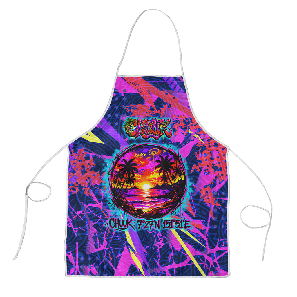 Chuuk Tropical Sunset Coordinates Apron Neon Graffiti Polynesian Tribal