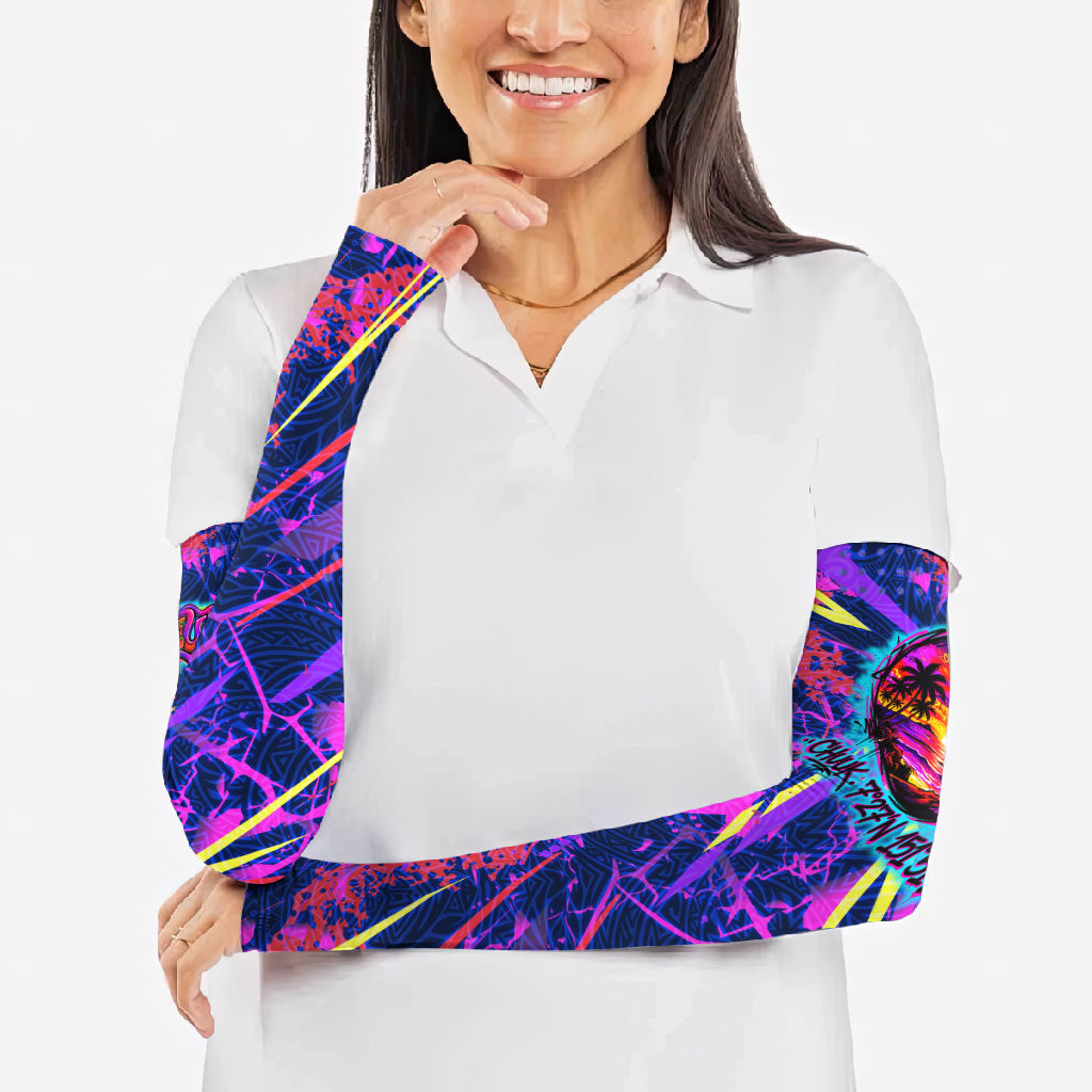 Chuuk Tropical Sunset Coordinates Arm Sleeves Neon Graffiti Polynesian Tribal