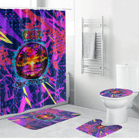 Chuuk Tropical Sunset Coordinates Bathroom Set Neon Graffiti Polynesian Tribal