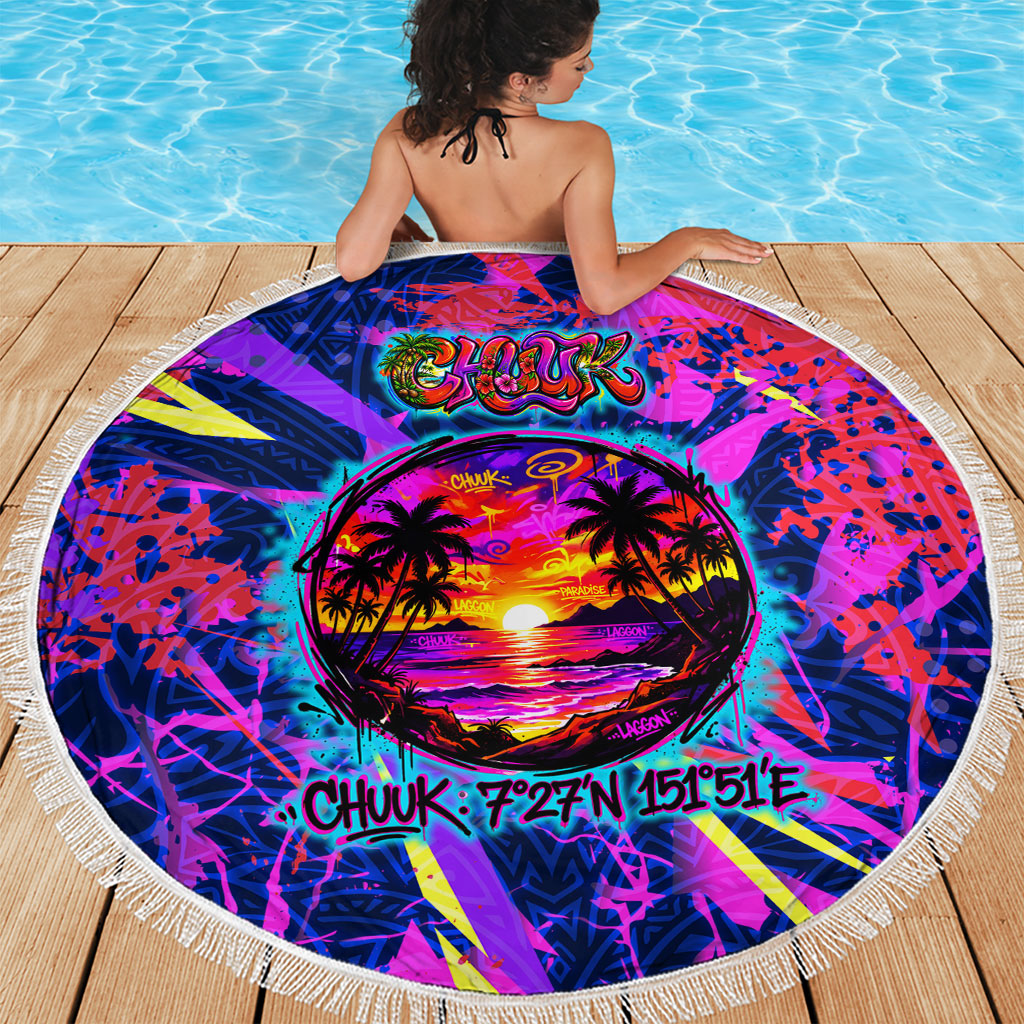 Chuuk Tropical Sunset Coordinates Beach Blanket Neon Graffiti Polynesian Tribal