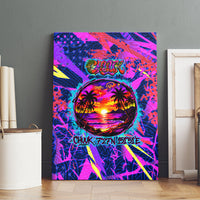 Chuuk Tropical Sunset Coordinates Canvas Wall Art Neon Graffiti Polynesian Tribal