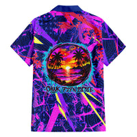 Chuuk Tropical Sunset Coordinates Family Matching Long Sleeve Bodycon Dress and Hawaiian Shirt Neon Graffiti Polynesian Tribal