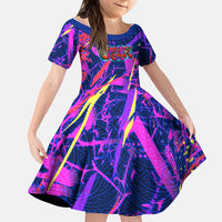Chuuk Tropical Sunset Coordinates Family Matching Summer Maxi Dress and Hawaiian Shirt Neon Graffiti Polynesian Tribal