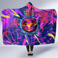Chuuk Tropical Sunset Coordinates Hooded Blanket Neon Graffiti Polynesian Tribal