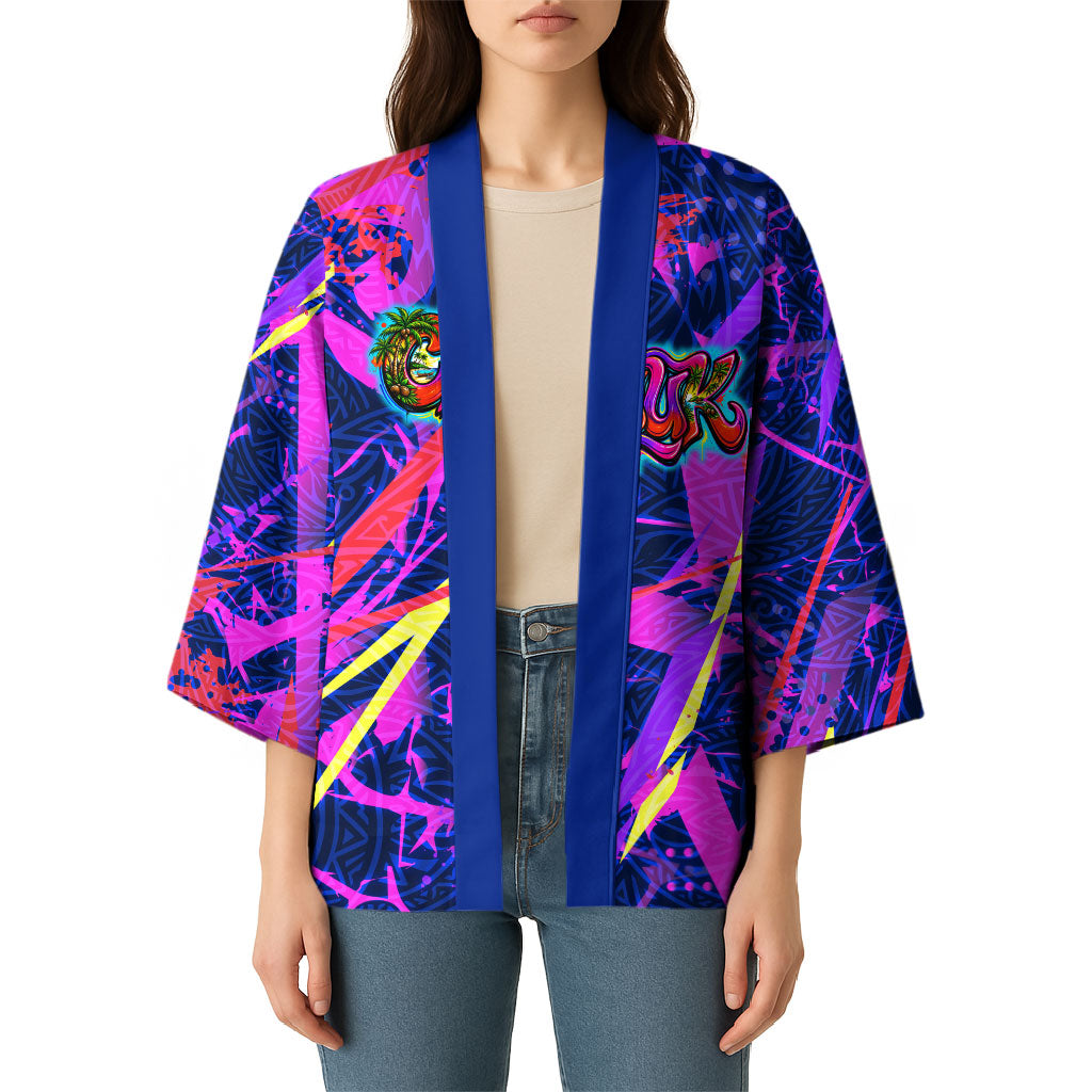 Chuuk Tropical Sunset Coordinates Kimono Neon Graffiti Polynesian Tribal