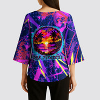 Chuuk Tropical Sunset Coordinates Kimono Sleeve Blouse Neon Graffiti Polynesian Tribal