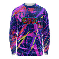 Chuuk Tropical Sunset Coordinates Long Sleeve Shirt Neon Graffiti Polynesian Tribal